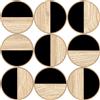 HOMCOM Quadro Decorativo da Parete con Specchio in Plastica, Geometrico Adorno Moderno 3D, 60x60 cm, Nero e Legno Naturale | Aosom Italy