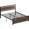 HOMCOM Struttura letto matrimoniale in acciaio con sommier e testiera compatibile, 208x167x103 cm, Marrone rustico | Aosom Italy