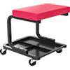 HOMCOM Sgabello da meccanico con vassoio porta attrezzi e rotelle, carico 135 kg, 36,5x33,5x35 cm, rosso | Aosom Italy