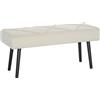 HOMCOM Panca multifunzionale da letto con gambe in acciaio e seduta imbottita per ingresso e corridoio, 100x36x45 cm, Bianco crema | Aosom Italy