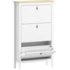 HOMCOM Scarpiera Slim 3 Cassetti per 21 Paia di Scarpe Taglia EU44 e Ripiani Regolabili, 80x24x131cm, Bianco | Aosom Italy