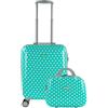ITACA - Valigia da cabina per bambini con ruote girevoli. Valigia leggera per bambini, bagaglio a mano, compatibile con Ryanair. Con borsa da toilette e lucchetto a combinazione., Talpe di menta