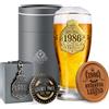 CROWNLY CRYSTAL® 1986 Regalo Uomo 40 Anni Bicchiere Birra 570 ml Personalizzato