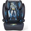 COLZANI Seggiolino auto Tataway DC Comics Batman per la sicurezza dei bambini di altezza compresa tra 100 e 150 cm con grafica del supereroe Batman su sfondo nero e blu