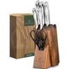 OEM Set di coltelli da cucina - Set di coltelli da cucina da 7 pezzi con ceppo integrato - Set di coltelli da cucina con ceppo affilacoltelli integrato - Set di coltelli da cucina con ceppo - Set di coltelli da cucina