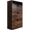 Relaxdays Scarpiera Stretta con 3 ribalte, 18 Paia, Ingresso, Dimensioni 140x80x24 cm, Marrone