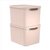 Rotho Maloja - Set di 2 contenitori da 55 l, con coperchio, 53,5 x 40 x 34 cm (lunghezza x larghezza x altezza) (rosa)