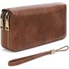 SENDEFN Portafoglio Donna Grande, Portamonete RFID con Doppia Cerniera, Porta Carte in Pelle Vegana, Borsellino Donna con Wristlet Rimovibile e 36 Scomparti per Carte