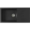 Respekta Houston Lavello in Mineralite nero/Lavello da incasso a 1 vasca da 100 x 50 cm/Lavello adatto a mobili sottolavello a partire da 60 cm di larghezza / HOUSTON100X501BS