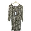 Zapa Abito Donna UK 10 In Seta E Viscosa Foderato Leopardo Maniche Lunghe Mini