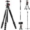 FREEWELL Il vero multi-treppiede 5 in 1 in fibra di carbonio per fotocamere e smartphone, treppiede, monopiede, bastone da trekking, modalità desktop, fino a 20 kg di carico utile