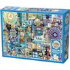 Cobble Hill - Puzzle da 1000 pezzi, collezione arcobaleno: blu, poster campione incluso
