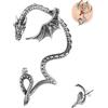6ixGosh 1 paio di orecchini gotici a forma di drago, in acciaio inox, stile retrò, stile punk, serpente, drago, pesce, coccodrillo, orecchini per cartilagine rampicante, orecchini a perno per donne e