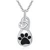 KINGWHYTE Collana con ciondolo a forma di zampa di cane, in argento Sterling 925, con impronta di zampa, gioielli regalo per amanti degli animali, donne e ragazze, regalo di compleanno, 25mm, Argento