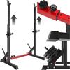 tectake® Squat Rack, Regolabile in Altezza e Larghezza, Supporti Bilanciere Superiori e Laterali con Gomma, In Acciaio, Supporti per Dischi, Cappucci Antigraffio, Home Gym, Sollevamento Pesi