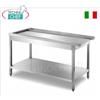 TAVOLO di USCITA LAVASTOVIGLIE con AGGANCIO macchina a DESTRA, PIANO SAGOMATO PER SCORRIMENTO CESTI, ripiano inferiore, dimensioni mm. 1100x700x850h