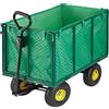 TecTake® Carretto a mano con Maniglia Imbottita, Carrello con Ruote Portatutto, Pareti Laterali ad Apertura Rapida, Gancio Traino, Telo Interno Incluso, Portata 544 Kg - Verde
