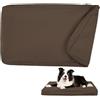 DUJUIKE Coprimaterasso di Ricambio Impermeabile per Cani, coprimaterasso per Animali Domestici, coprimaterasso per Cani Lavabile e sfoderabile, copricuccia con cerniera (Marrone, XL(122 x 92 x 10cm))