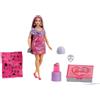 Barbie Party Surprise rosa brillante, bambola serie Festa Glamour con 10 accessori a sorpresa ed effetto cambia colore inclusi, giocattolo per bambini, 3+ anni, JFY67
