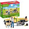 SCHLEICH FARM WORLD 42503 - Cofanetto per tour del veterinario in fattoria, 12 pezzi, con animali da fattoria, veicolo e veterinario-giocattolo dettagliato e durevole, divertente e pedagogico per