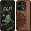 kwmobile Custodia Compatibile con Xiaomi Redmi Note 13 Pro 4G Cover - Back Case in Legno con Bumper in Silicone TPU - Sole marrone scuro