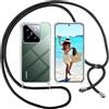 ISOI Cover con Cordino per Xiaomi 14, Custodia Trasparente con Collana Tracolla Laccio Collo Ultra Sottile Morbido TPU Silicone Antiurto AntiGraffio Antiscivolo Case, Nero