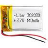 Liter energy battery Batteria 302030 LiPo 3.7V 140mAh 0.518Wh 1S 5C Liter Energy Battery per l'elettronica Ricaricabile Telefono Portatile Smartwatch Orologio GPS - Non adatto per Radiocomando 32x20x4mm (140mAh|302030)
