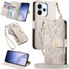 MOJIA Portafoglio Custodia per OPPO Reno 15 Pro 5G / Reno15 Pro 5G, Flip Cover in Pelle con Tracolla a Tracolla, Scomparto a Cerniera e Funzioni Multifunzione. Off white