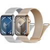 LEIXIUER 2 Pezzi Cinturini Maglia Milanese per Apple Watch 49mm 45mm 44mm 42mm 41mm 40mm 38mm,Magnetic Cinturino in Acciaio Inossidabile, per iWatch Ultra 2 Ultra Series 9 8 7 6 5 4 3(Argento/Rose gold)