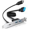 GRAUGEAR G-AD-ETC2A-20G - Adattatore per pannello frontale USB-C da 20 Gbps, USB 3.2 Gen 2x2, cavo di prolunga per intestazione scheda madre, connettore USB-C femmina a 20 pin USB tipo E A-Key maschio