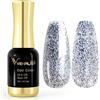Venalisa - Smalto gel per unghie, 12 ml, colore argento glitterato, soak off, per lampada UV e LED, per nail art e manicure, anche per principianti, per uso in salone e a casa