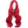 MapofBeauty 28 Pollice/70 cm Cosplay Lungo Ondato Curly Fibra sintetica Braccialetti laterali Anime Moda Party Parrucca Capelli (luminoso Rosso)