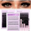 WENDY LASHES Kit Ciglia Finte 80D+100D+3Stili Ciglia Inferiori MIX 10-18mm D Curl Individuali Effetto Naturale Piumoso, Bond & Seal e Spazzolino Inclusi - DIY Estensioni Ciglia per Principianti(80D+100D Kit)