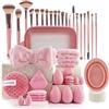 VEGOATY Set di pennelli da trucco da 42 pezzi, con custodia, set di pennelli da trucco, di alta qualità, multifunzionali, per fondotinta, ombretti, contorni, cipria e correttore (rosa)