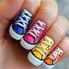 Cosblisvia Press On Nails Lunghi, Design Sneaker Unghie Adesive per Trendsetter, Unghie Finte Colorate per Festival e Feste, Set di Unghie Finte Lucide (Multicolore)