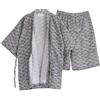 ZEALMAX Pigiama Kimono Giapponese, Camicia e Pantaloncini, Cotone e Lino, Pigiameria, Accappatoio per Uomo e Donna, Colore: Nero e Bianco