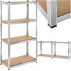 tectake® Scaffalatura Metallo Garage, Scaffale Attrezzi da Lavoro, Scaffalatura Libreria in Lamiera d'Acciaio, Scaffali Modulabili, 80 kg di Carico per Piano - Capacità Portante 320 kg
