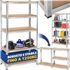 tectake® Scaffalatura Metallo Garage, Scaffale Attrezzi da Lavoro, Scaffalatura Libreria in Lamiera d'Acciaio, Scaffali Modulabili, 250 kg di Carico per Piano - Capacità Portante 1250 kg