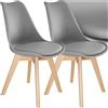 tectake® Set di 2 Sedie da Tavolo, Stile Contemporaneo, Ideali per Sala da Pranzo e Soggiorno, Design Ergonomico, Struttura Solida, Seduta Morbida e Accogliente - Grigio