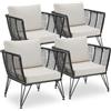 tectake® Set 4 Poltrone da Giardino, Polyrattan Resistente, 4 Poltrone Design Elegante, Cuscini Extra Spessi, Ideale per Salotto Sedie da Esterno, Arredo Giardino Moderno - Antracite