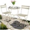 tectake® Set Bistrot Pieghevole Per 2 Persone con Telaio in Acciaio, Set Tavolo e Sedie Da Giardino, Tavolo con Sedie per Balcone e Terrazzo, Salottino da Esterno Design Elegante - Cappuccino