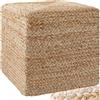 tectake® Pouf Cube in Juta, Fatto a Mano, Stile Boho, Imbottitura Soffice e Confortevole, Resistente e Indeformabile, Facile da Pulire, Design Accogliente, Arredo, Pouf da Salotto