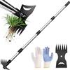 Domigard Rastrello Sarchiatore 2 in 1, Attrezzo Manuale per Estirpare le Erbacce con Manico Lungo, Zappa da Giardino e Rastrello Portatile per Diserbo, Set di Attrezzi da Giardino per Prato, Giardino e Patio