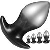 AMAZBEE Plug anale in silicone per uomini e donne Plug anale portatile con base a forma di T Anal Trainer nero con sfumatura di colore in 4 misure Giocattolo sessuale per adulti (XL,1)