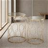 Set 2 Tavolini Rémi in Vetro Specchiato Stile Art Déco con Struttura Oro - Coppia Portaoggetti Design