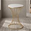 Tavolino Thierry in Marmo Bianco Stile Art Déco con Struttura Oro - Portaoggetti Elegante