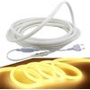 FOLGEMIR 1m Striscia al neon rotonda, 360° luminescente - Bianco Caldo, Striscia flessibile LED, Striscia luminosa LED 2835, 220V, IP65 impermeabile, DIY decorazione