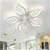 GWYAJTU Ventilatore Da Soffitto Con Luce Con Telecomando APP, Lampadario Ventilatore LED Dimmerabile Con Funzione Di Memoria, Lampadario Con Pale 6 Velocità Reversibile Con Timer Per Camera Da Letto, Bianco
