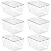 Vtopmart - 6 contenitori impilabili in plastica trasparente con coperchi, grandi contenitori in plastica con manico per organizzazione e conservazione della dispensa, perfetti per bagno, armadio
