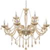 Eglo Lampada a sospensione Basilano, 12 luci, stile vintage, shabby chic, lampada a sospensione in acciaio e vetro cromato, cognac, lampada da tavolo da pranzo, lampada da soggiorno con attacco E14